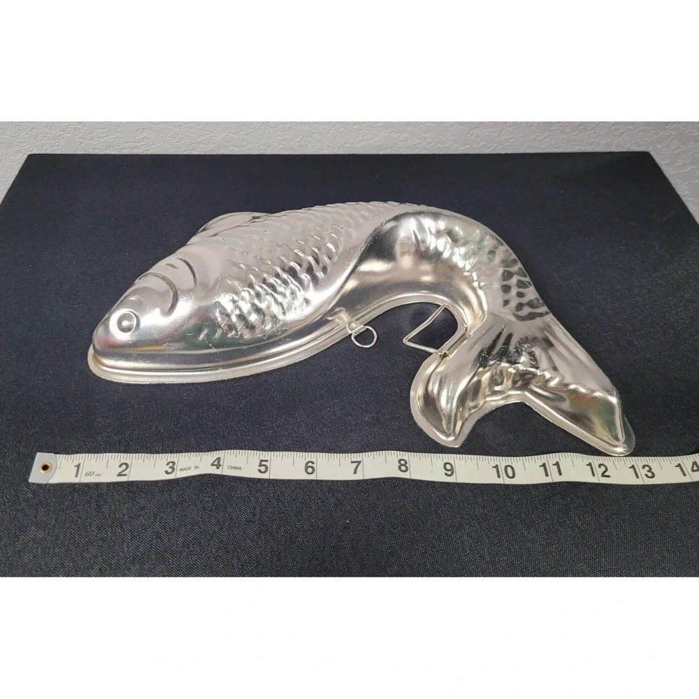 Vintage 1970s Hong Kong Aluminum Jumping Fish-shaped Mold or Wall Hanging Decor